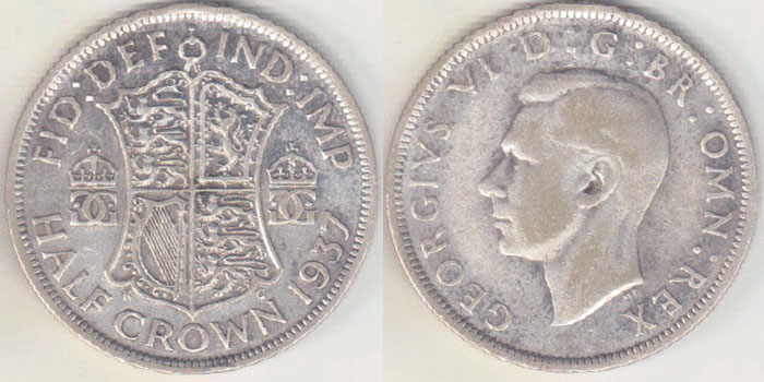 1937 Great Britain silver Half Crown A004699